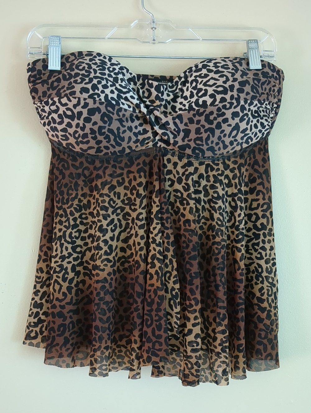 Medium Merona Leopard Print Strapless Lingerie Animal Top Semisheer
